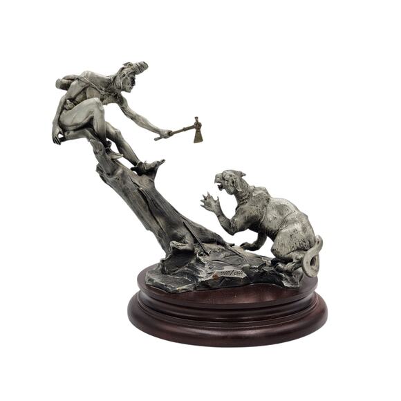 Chilmark Gros Ventre Moment of Truth Michael Boyett 82 Pewter Sculpture Western - Picture 13 of 16